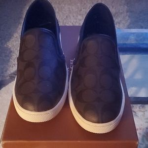 Coach slip on leather gym shoes